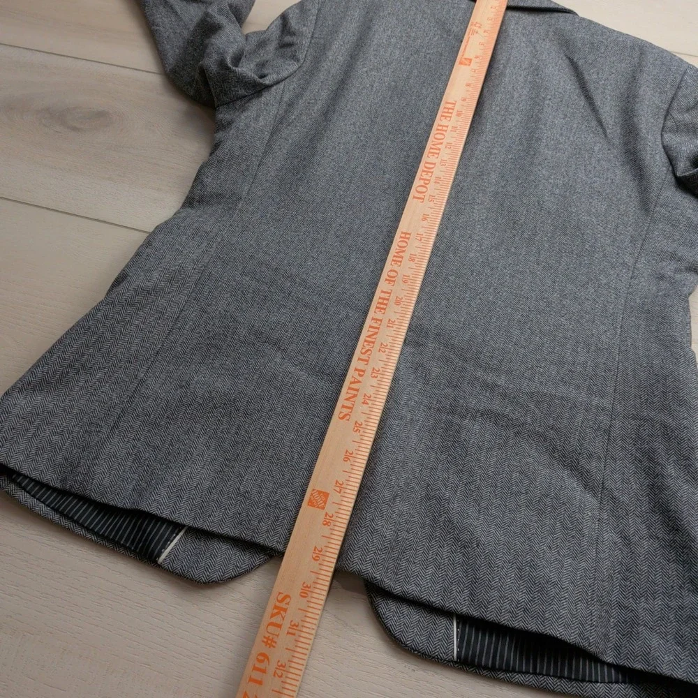 Banana Republic Wool Blazer Mens 40S Marzotto Grey Herringbone Slim Sport Coat
